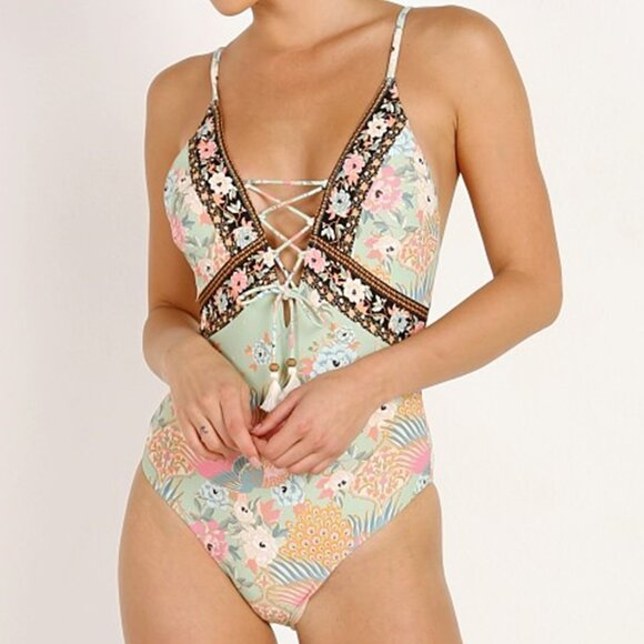 Spell Cloud Dancer Tie Up One Piece Sage XS b126 - Picture 9 of 16